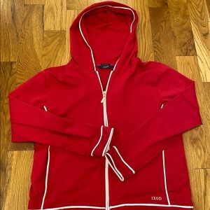 IZOD Hooded Stretch Movement Yoga Full Zip 50-50 Jacket Women's Size S -Pockets!
